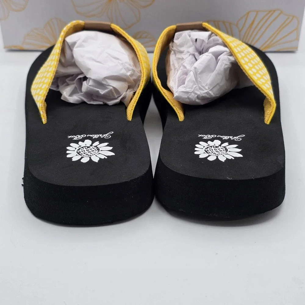 Yellow Box Shoes Womens 9.5 Yellow FROMY Thong Flip Flop Sandal Polka Dot Casual - Picture 4 of 10